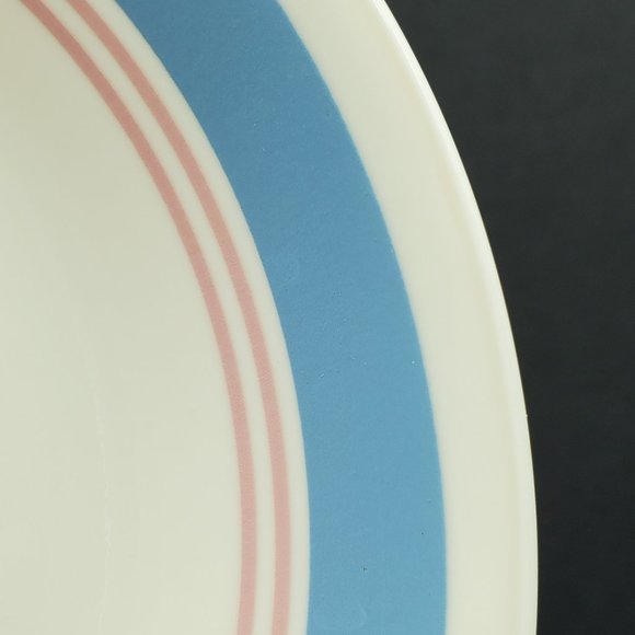 Corelle Colonial Blue Bread Dessert Plates Cream Plate Blue Band Pink Mauve Ring - Picture 3 of 6